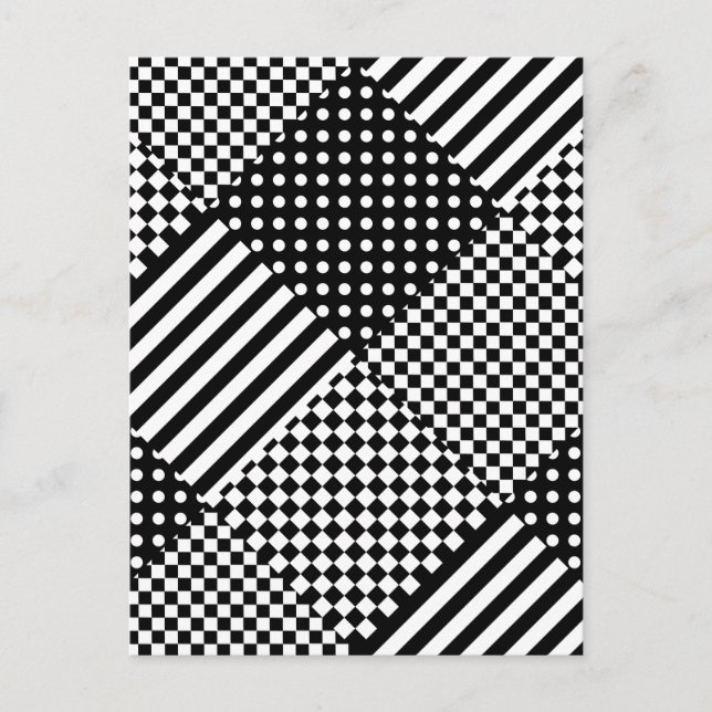 Ränder Rutig Harlekin Prickig Blandad Design Vykort (Framsida)