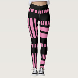 Ränder.Svart Vit 01 Rosa BG Leggings