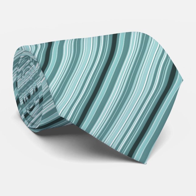 Ränder - Teal Grönt Blue Rand Mönster Slips (Rullad)