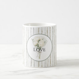 Ränder Vit Ros Blommig Bukett Kärlek Kaffemugg