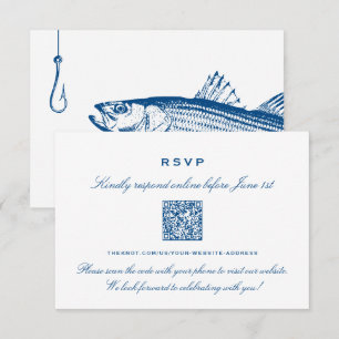 Randig Abborre Elegant Marinblå Online RSVP QR-kod Tilläggskort
