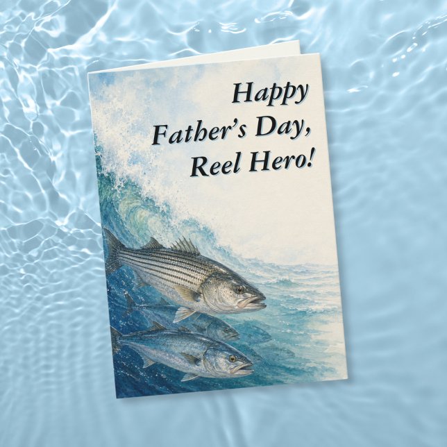 Randig Abborre Våg Rulle Hjälte Fiskefarfar Dag Kort (Skapare uppladdad)
