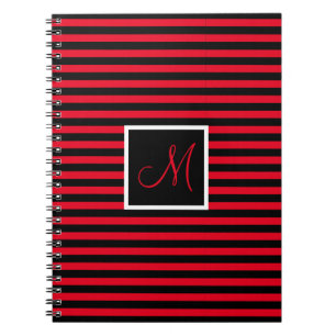 Randig Anpassningsbar Inledande Brev Red and Black Anteckningsbok