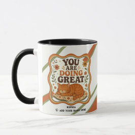 Randig apelsin katt motivationscitat kopp
