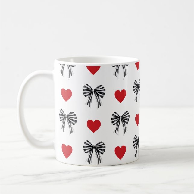 Randig båge och hjärta kaffemugg (Vänster)