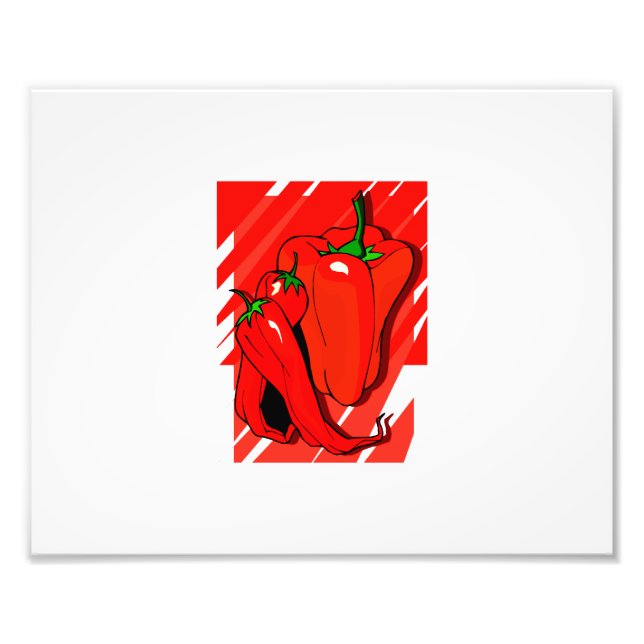 Randig bakgrund 3 paprika röd.png fototryck (Framsidan)