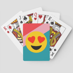 Randig bakgrundskärlek Emoji som leker kort Casinokort