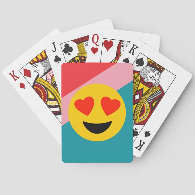 Randig bakgrundskärlek Emoji som leker kort Casinokort (Baksidan)