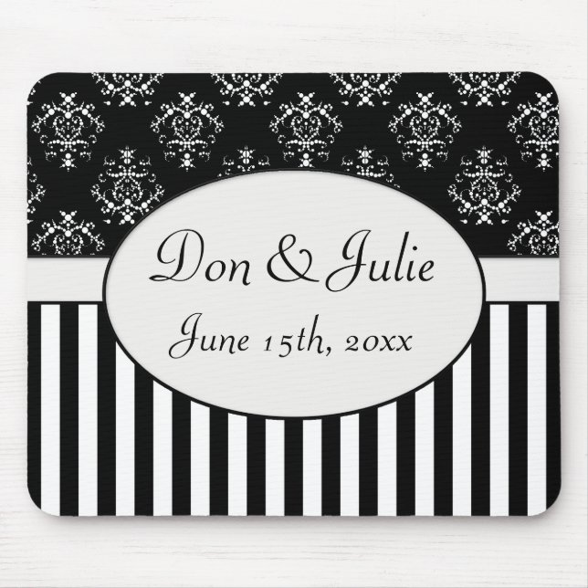 Randig barock för svart & för vit musmatta (Framsidan)