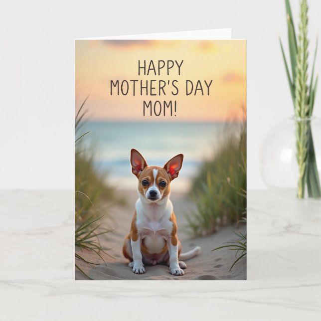 Randig Beach Hundmamma-kort Kort (Framsida)