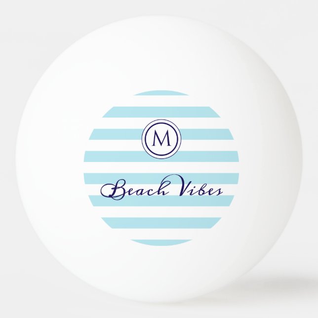 Randig blå persiko Vibes Preppy Monogram Pingisboll (Framsidan)