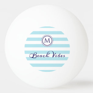 Randig blå vit strandstämning Preppy monogram Pingisboll