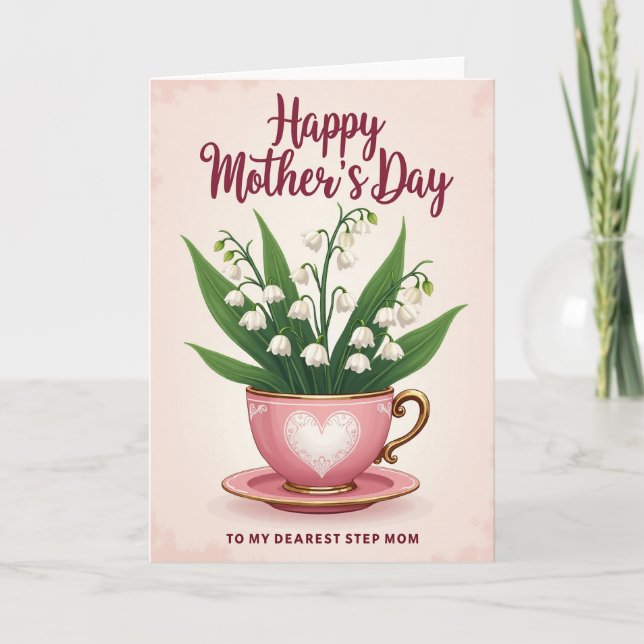 Randig Blomster Kaffe Kopps Kort (Framsida)