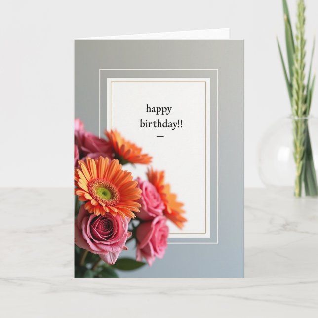 Randig Blomsterkonstkort Kort (Framsida)