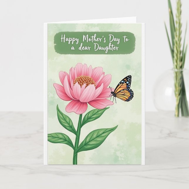 Randig Blomsterkort med Varmaste Önskningar Kort (Framsida)