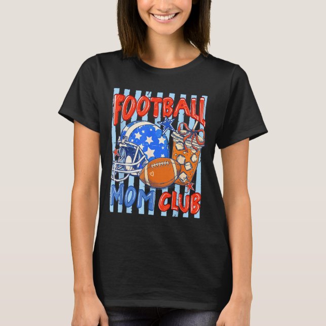 Randig bow fotbollsmamma klubb kaffe rolig match t shirt (Framsida)
