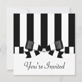 Randig bröllopklassiker för svart & för vit inbjudningar