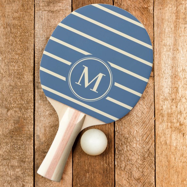 Randig capri med monogram i blått pingisracket (Skapare uppladdad)