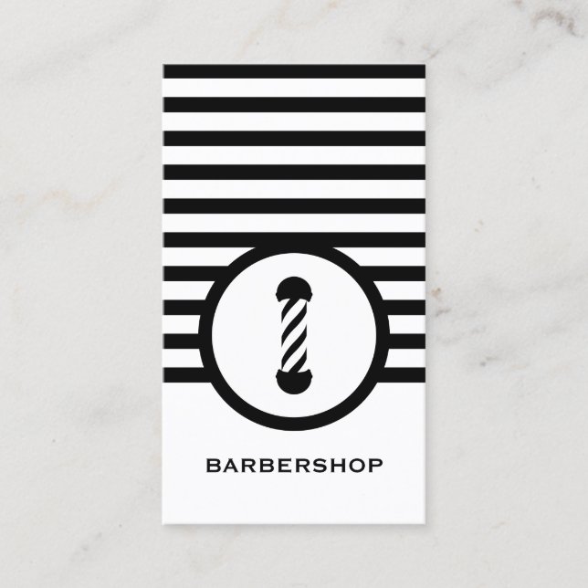 Randig Chic Barbershop Visitkort (Framsida)