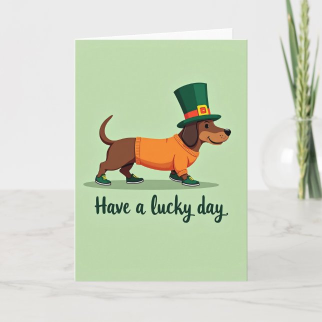 Randig Dackel Lucky Day Kort (Framsida)