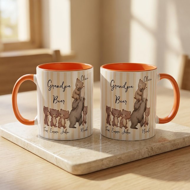 Randig Daddy Bear Fars dag-present till pappa Mugg (Skapare uppladdad)