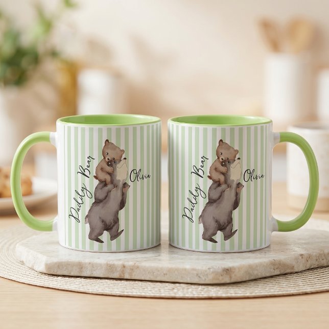 Randig Daddy Bear Fars Dag-present Till Pappa Mugg (Skapare uppladdad)