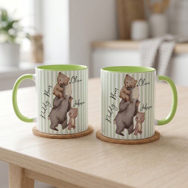 Randig Daddy Bear Fars Dag-present Till Pappa Mugg (Skapare uppladdad)