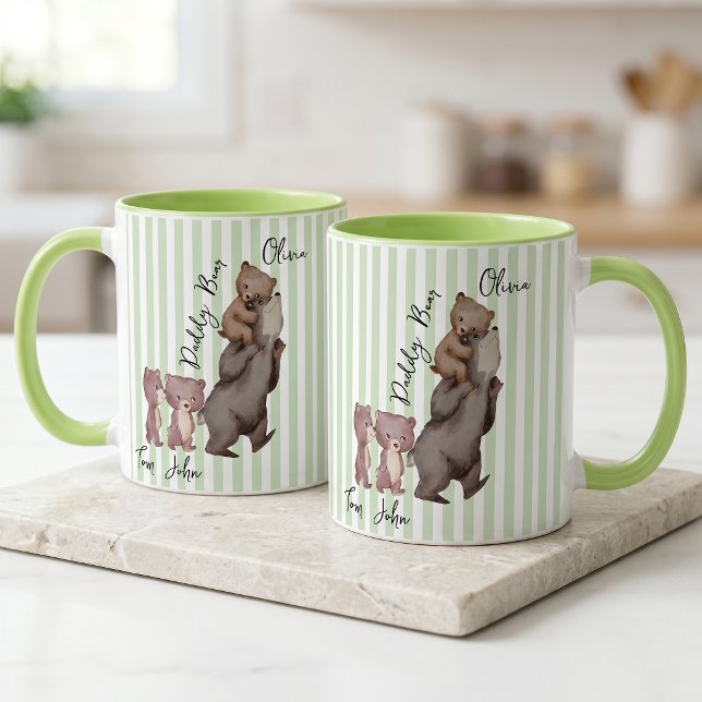 Randig Daddy Bear Fars Dag-present Till Pappa Mugg (Skapare uppladdad)