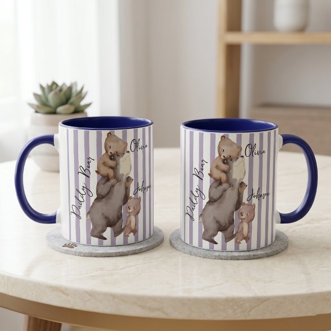 Randig Daddy Bear Fars dag-present till pappa Mugg (Skapare uppladdad)