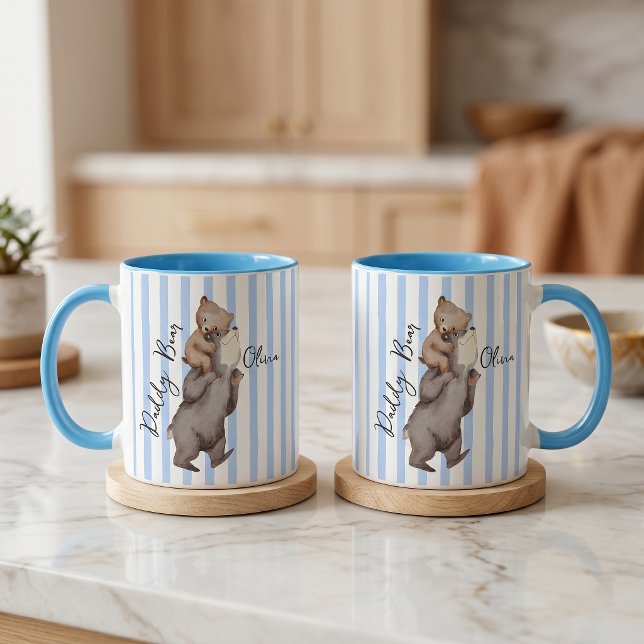 Randig Daddy Bear Fars Dag-present Till Pappa Mugg (Skapare uppladdad)