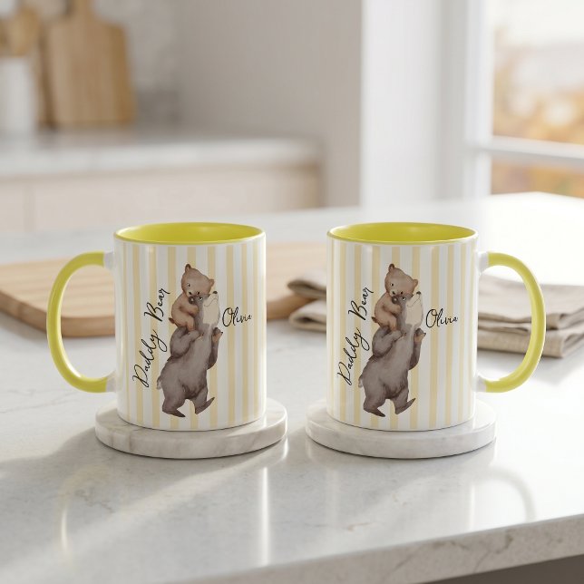 Randig Daddy Bear Fars Dag-present Till Pappa Mugg (Skapare uppladdad)