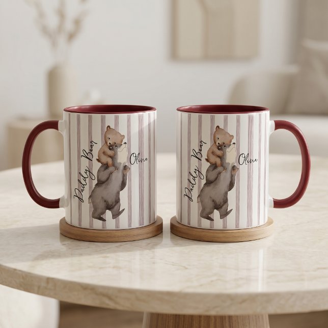Randig Daddy Bear Fars Dag-present till pappa Mugg (Skapare uppladdad)