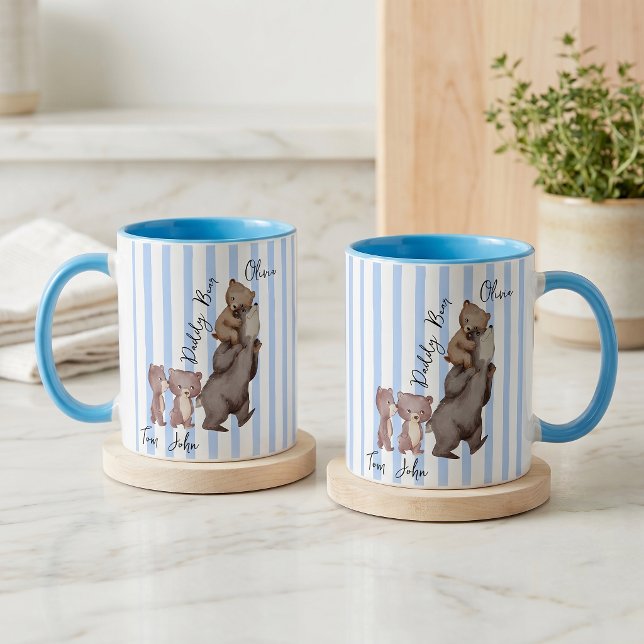 Randig Daddy Bear Fars Dag-present Till Pappa Mugg (Skapare uppladdad)