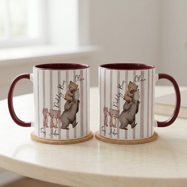 Randig Daddy Bear Fars Dag-present till pappa Mugg (Skapare uppladdad)