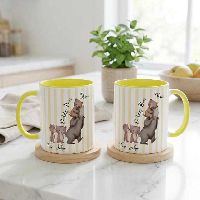 Randig Daddy Bear Fars Dag-present Till Pappa Mugg (Skapare uppladdad)