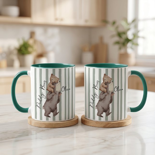 Randig Daddy Bear Fars Dagsk gift till pappa Mugg (Skapare uppladdad)