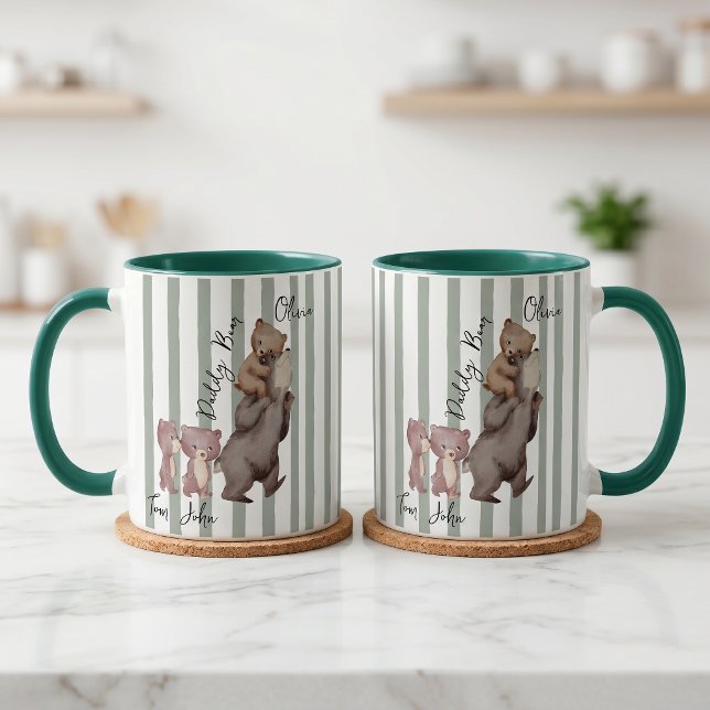Randig Daddy Bear Fars Dagsk gift till pappa Mugg (Skapare uppladdad)