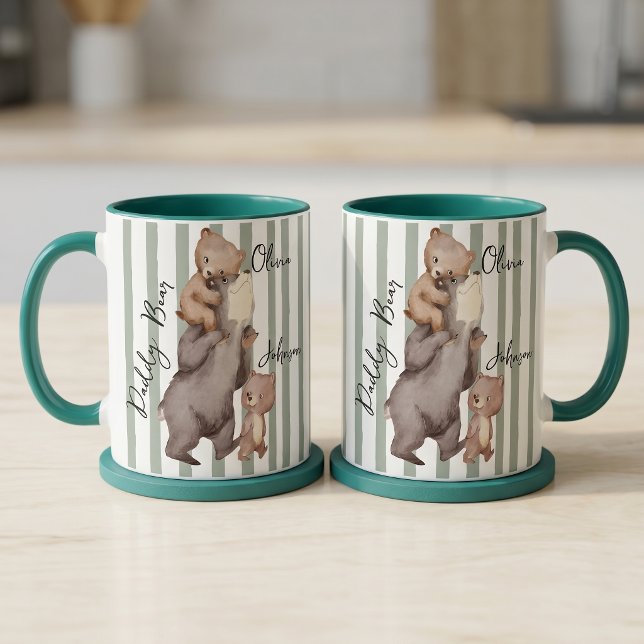 Randig Daddy Bear Fars Dagsk gift till pappa Mugg (Skapare uppladdad)