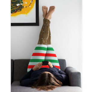 Randig damasker för festlig jul med snö leggings