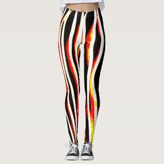 Randig damasker för Firey blixtsebra Leggings