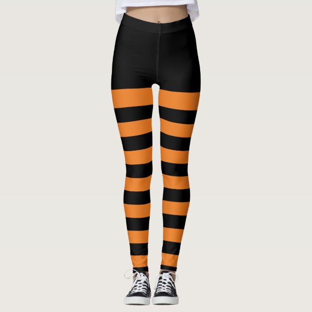 Randig damasker för happy halloween leggings (Framsida)
