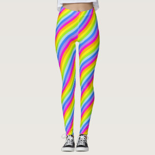 Randig damasker för ljus rosa regnbåge leggings