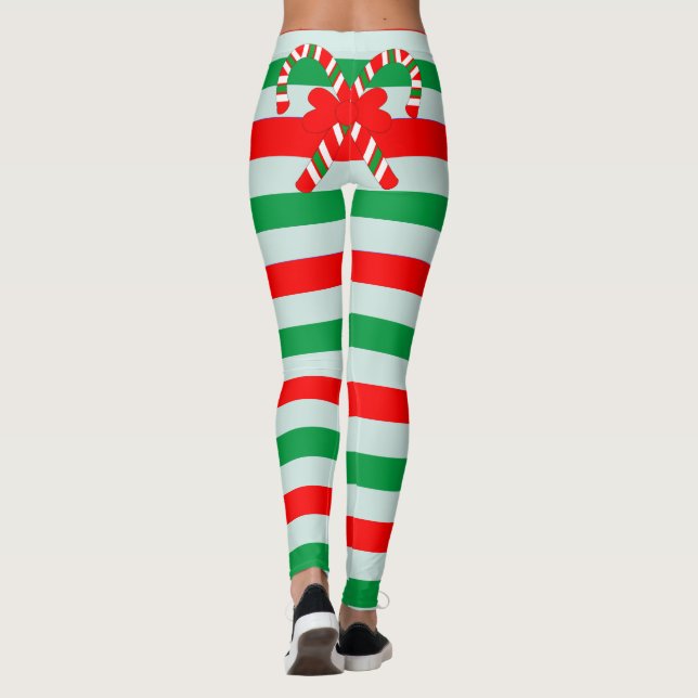 Randig damasker för rolig candy cane leggings (Baksida)