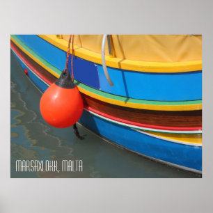 Randig fiskebåt Marsaxlokk hamn Malta Poster