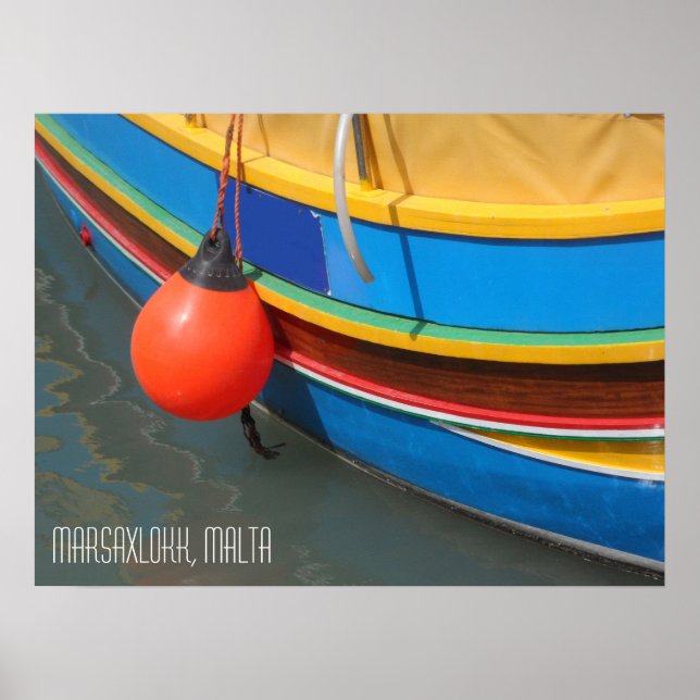 Randig fiskebåt Marsaxlokk hamn Malta Poster (Framsidan)