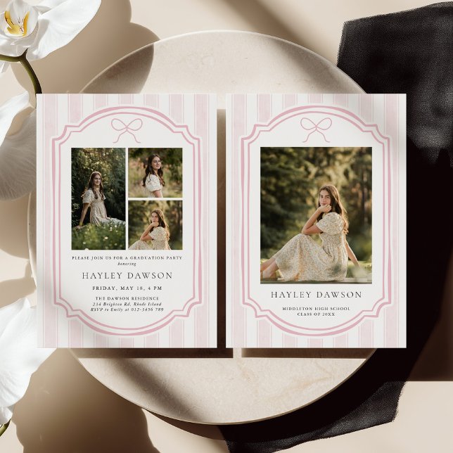 Randig Foto Examen Fest Inbjudan Annonsering (Skapare uppladdad)