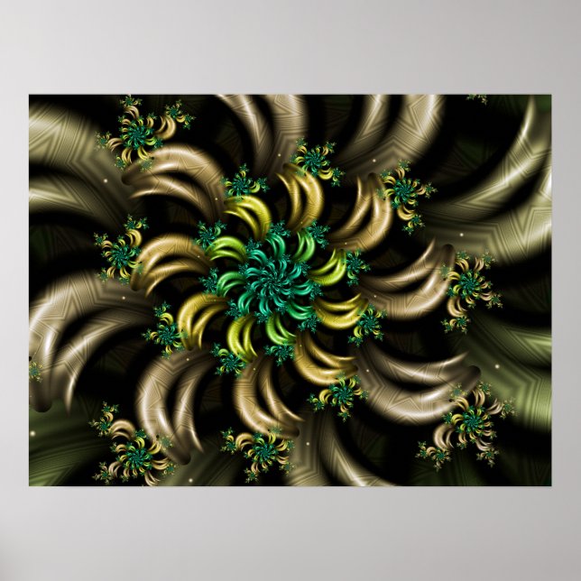Randig Fraktal Spiral Poster (Framsidan)