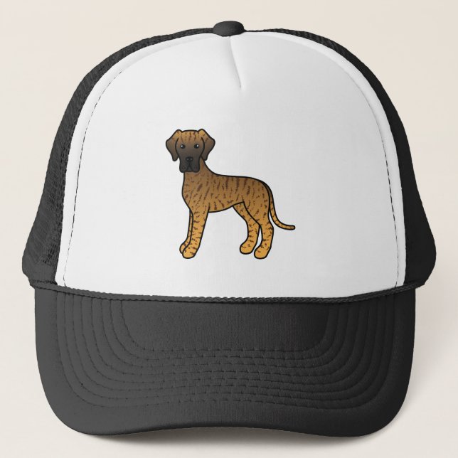 Randig Grand Danois Söt Tecknad Hund Keps (Framsida)