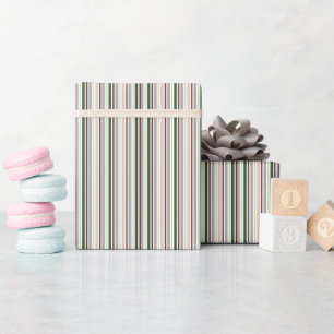 Randig grön persika taupe brun presentpapper