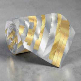 Randig guldsilverhalsduk slips